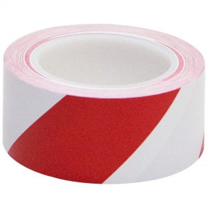 VINYL FLOOR SAFETY MARKING TAPE, 2" x 36 YDS, 6MIL, PVC, RED/WHITE COLOR (6 Rolls)