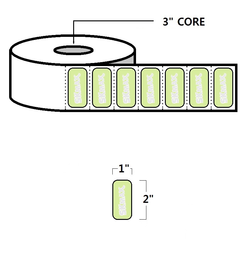 DIRECT THERMAL LABELS - 2" X 1", GREEN (PMS372)