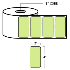 DIRECT THERMAL LABELS - 4" X 2", GREEN (PMS372)