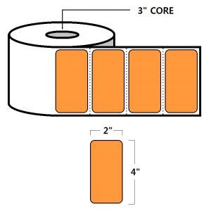 DIRECT THERMAL LABELS - 4" X 2", ORANGE (PMS1495)