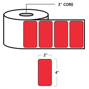 DIRECT THERMAL LABELS - 4" X 2", RED (PMS032)