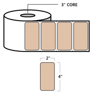 DIRECT THERMAL LABELS - 4" X 2", TAN (PMS4675)