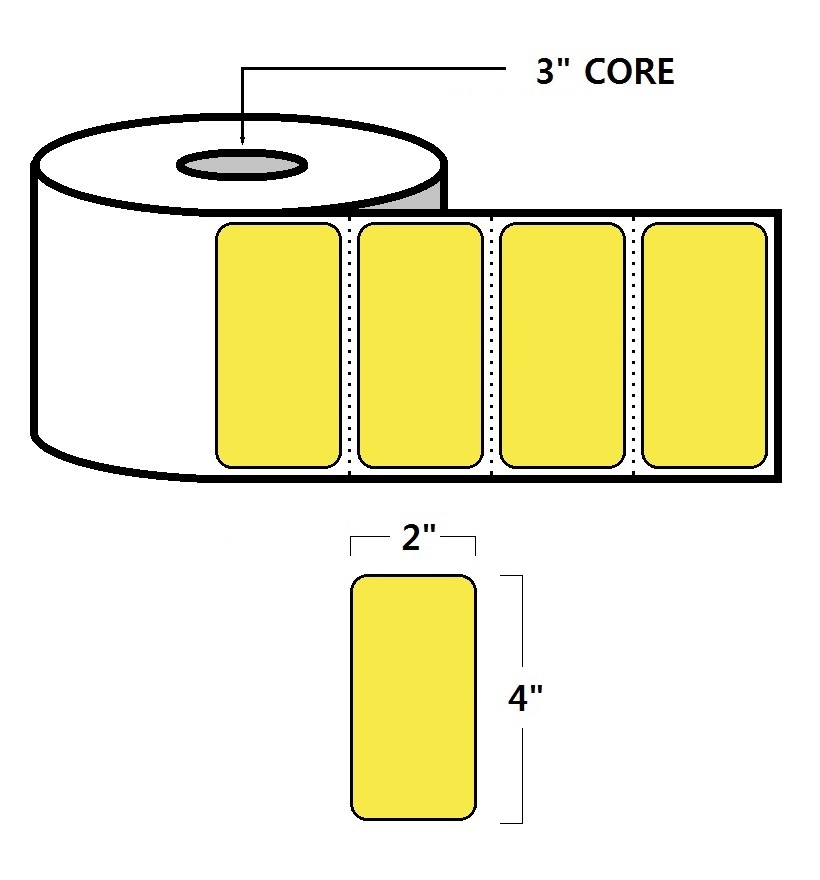 DIRECT THERMAL LABELS - 4" X 2", YELLOW (PMS101)