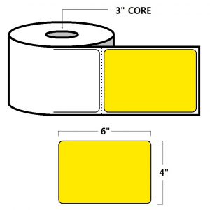 DIRECT THERMAL LABELS - 4" X 6", FLUORESCENT YELLOW