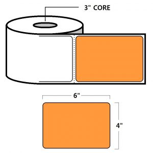 DIRECT THERMAL LABELS - 4" X 6", ORANGE (PMS 1495)