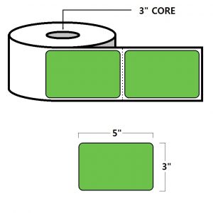 THERMAL TRANSFER LABELS - 3" X 5", GREEN (PMS360)