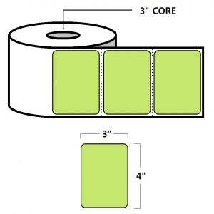 THERMAL TRANSFER LABELS - 4" X 3", GREEN (PMS374)