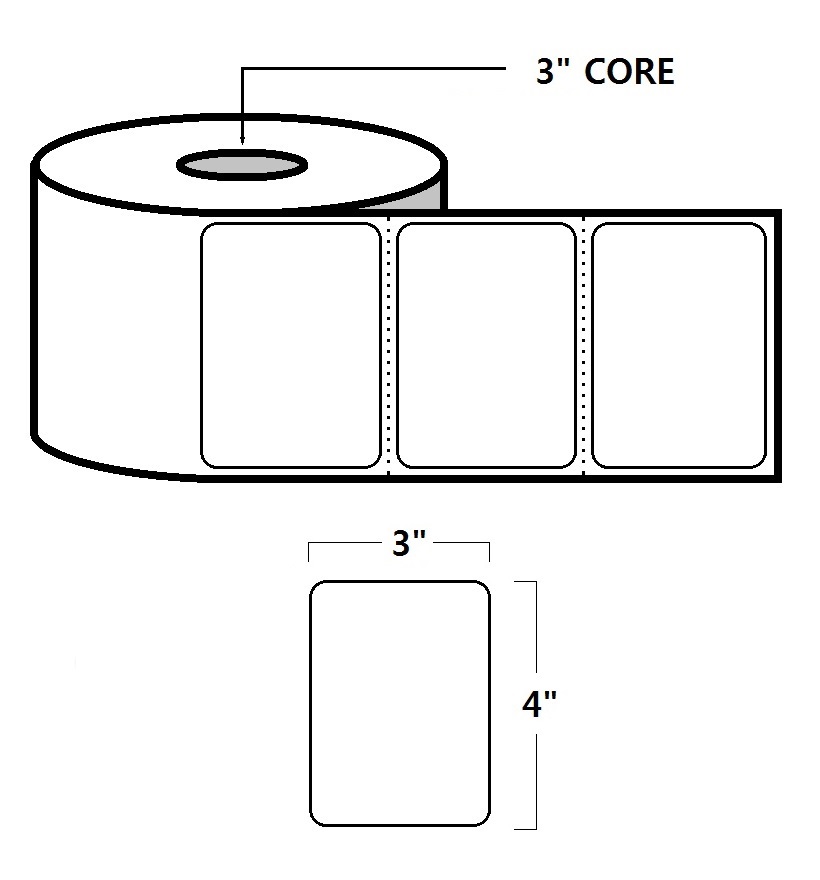 THERMAL TRANSFER LABELS - 4" X 3", WHITE