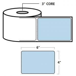 THERMAL TRANSFER LABELS - 4" X 6", BLUE (PMS290)