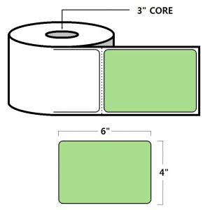 THERMAL TRANSFER LABELS - 4" X 6", GREEN (PMS358)