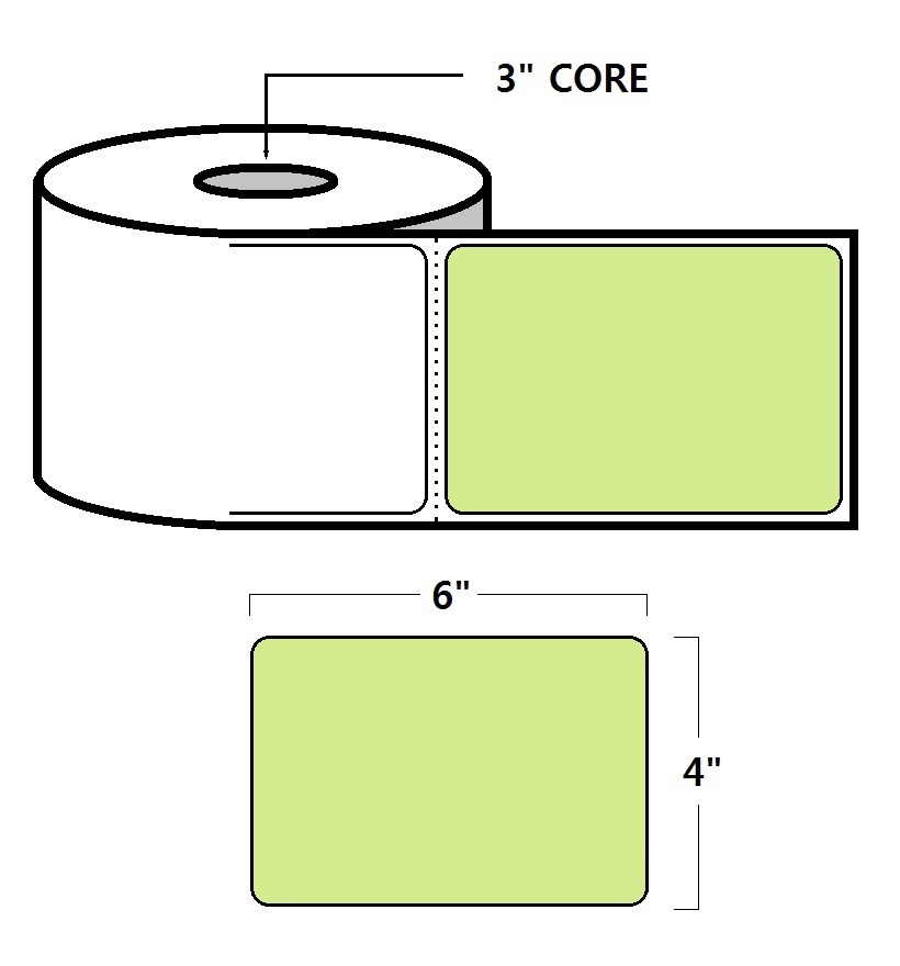 THERMAL TRANSFER LABELS - 4" X 6", GREEN (PMS374)