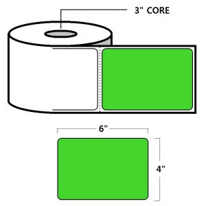 THERMAL TRANSFER LABELS - 4" X 6", GREEN (PMS802)