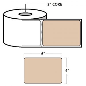THERMAL TRANSFER LABELS - 4" X 6", TAN (PMS4685)