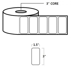 DIRECT THERMAL LABELS - 3" X 1.5", WHITE
