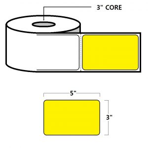 DIRECT THERMAL LABELS - 3" X 5", YELLOW (PMS101)