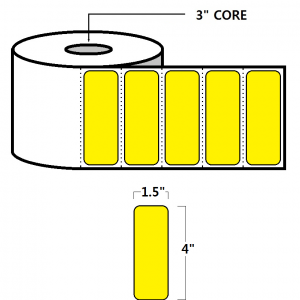 DIRECT THERMAL LABELS - 4" X 1.5", YELLOW (PMS101)