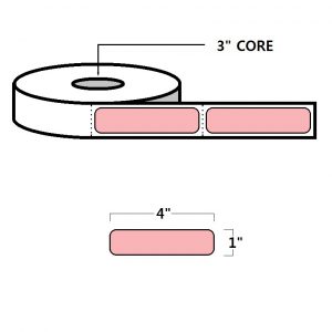 THERMAL TRANSFER LABELS - 1" X 4", PINK (PMS196)