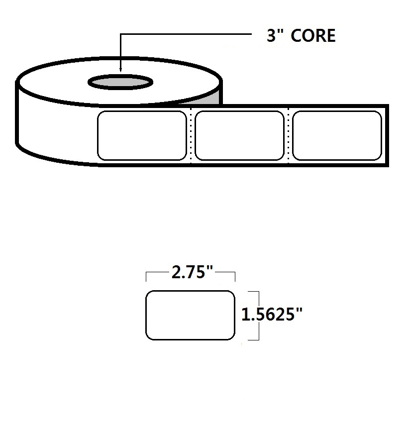 THERMAL TRANSFER LABELS - 1.5625" X 2.75", WHITE