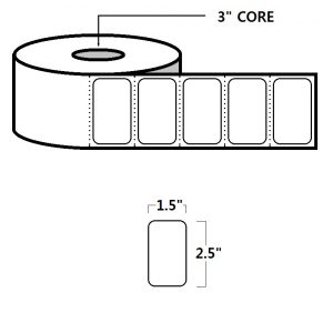 THERMAL TRANSFER LABELS - 2.5" X 1.5", WHITE