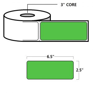 THERMAL TRANSFER LABELS - 2.5" X 6.5", GREEN (PMS360)