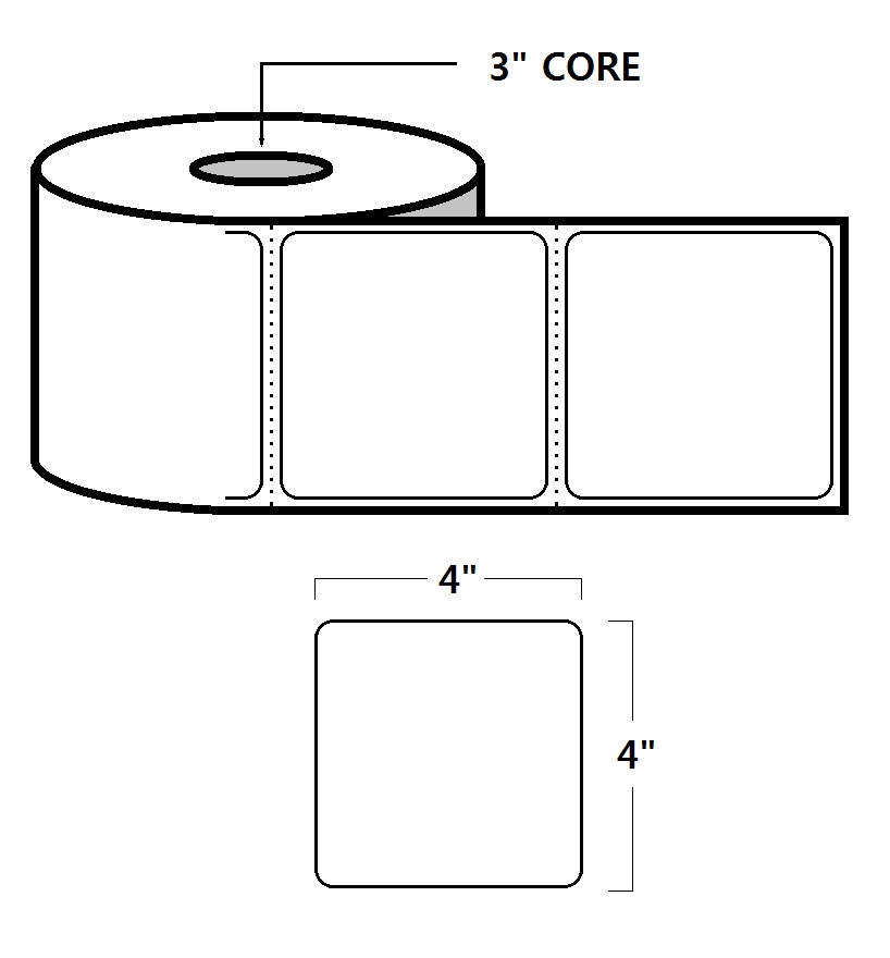 DIRECT THERMAL LABELS - 4" X 4", WHITE