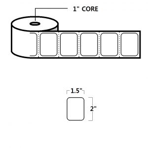 DIRECT THERMAL LABELS - 2" X 1.5", WHITE, 1" CORE