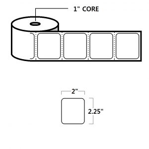 DIRECT THERMAL LABELS - 2.25" X 2", WHITE, 1" CORE
