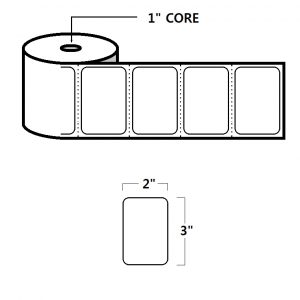 DIRECT THERMAL LABELS - 3" X 2", WHITE, 1" CORE