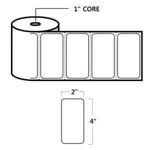 DIRECT THERMAL LABELS - 4" X 2", WHITE, 1" CORE
