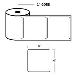 DIRECT THERMAL LABELS - 4" X 4", WHITE, 1" CORE