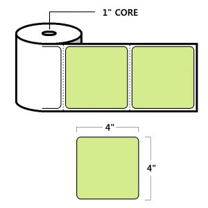 DIRECT THERMAL LABELS - 4" X 4", GREEN (PMS372), 1" CORE