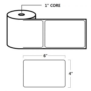 DIRECT THERMAL LABELS - 4" X 6", WHITE, 1" CORE