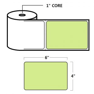 DIRECT THERMAL LABELS - 4" X 6", GREEN (PMS372), 1" CORE