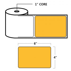 DIRECT THERMAL LABELS - 4" X 6", ORANGE (PMS136), 1" CORE