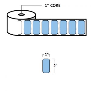 DIRECT THERMAL LABELS - 2" X 1", BLUE (PMS283), 1" CORE