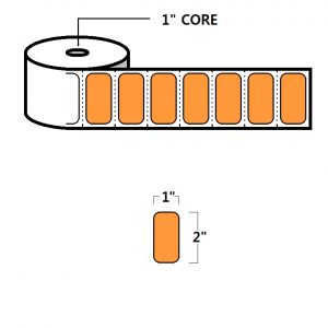 DIRECT THERMAL LABELS - 2" X 1", ORANGE (PMS1495), 1" CORE