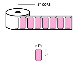DIRECT THERMAL LABELS - 2" X 1", PINK (PMS236), 1" CORE