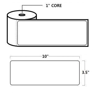 DIRECT THERMAL LABELS - 3.5" X 10", WHITE, 1" CORE