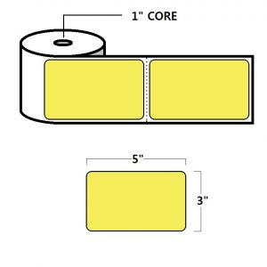 THERMAL TRANSFER LABELS - 3" X 5", YELLOW (PMS101), 1" CORE