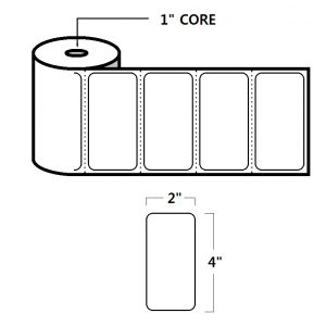 THERMAL TRANSFER LABELS - 4" X 2", WHITE, 1" CORE