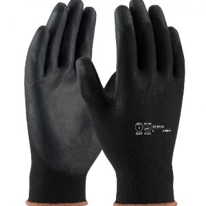 WORKING GLOVES, BLACK NYLON GLOVES W/ PU COATED, L SIZE