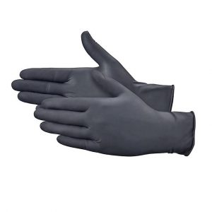 DISPOSABLE NITRILE GLOVES, BLACK - POWDER FREE, L SIZE