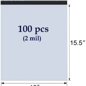 SKmax 2 MIL POLY MAILERS SHIPPING BAGS 12"x15.5" 100PCS/PACK