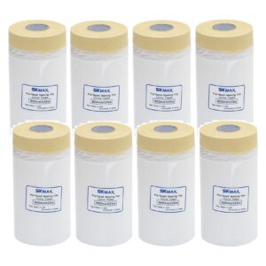 SKmax PRE-TAPED MASKING FILM PAINTER'S PLASTIC 3 FEET BY 82 FEET 8ROLLS